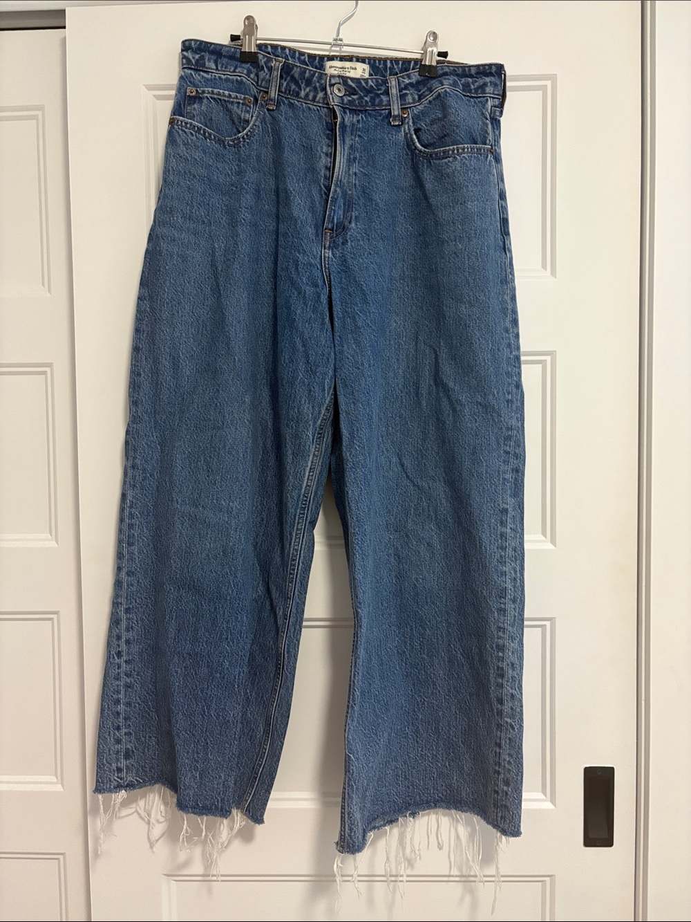 Abercrombie & Fitch Distressed Blue Wide-Leg Jeans